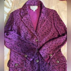 St. John Collection Purple Knit Textured Blazer for holt renfrew